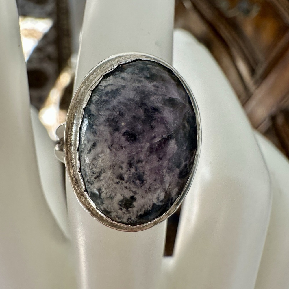 Navajo Accent Ring Size 6.5‎ Purple Amethyst Wispy Vein Quartz 925 Sterling 5.5g